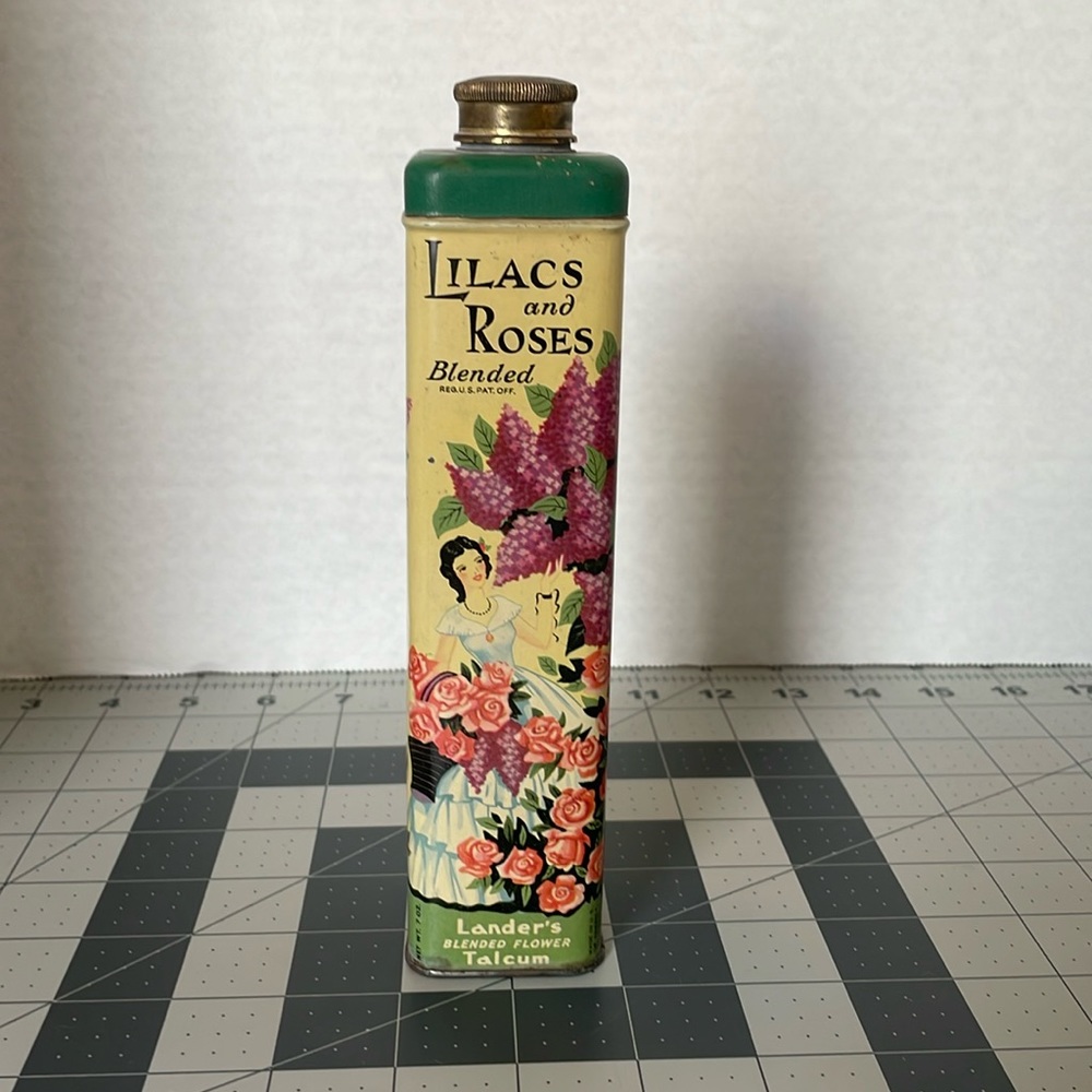 Antique/rare Lilacs and Roses blended talcum tin, Lander, Fifth Avenue NY